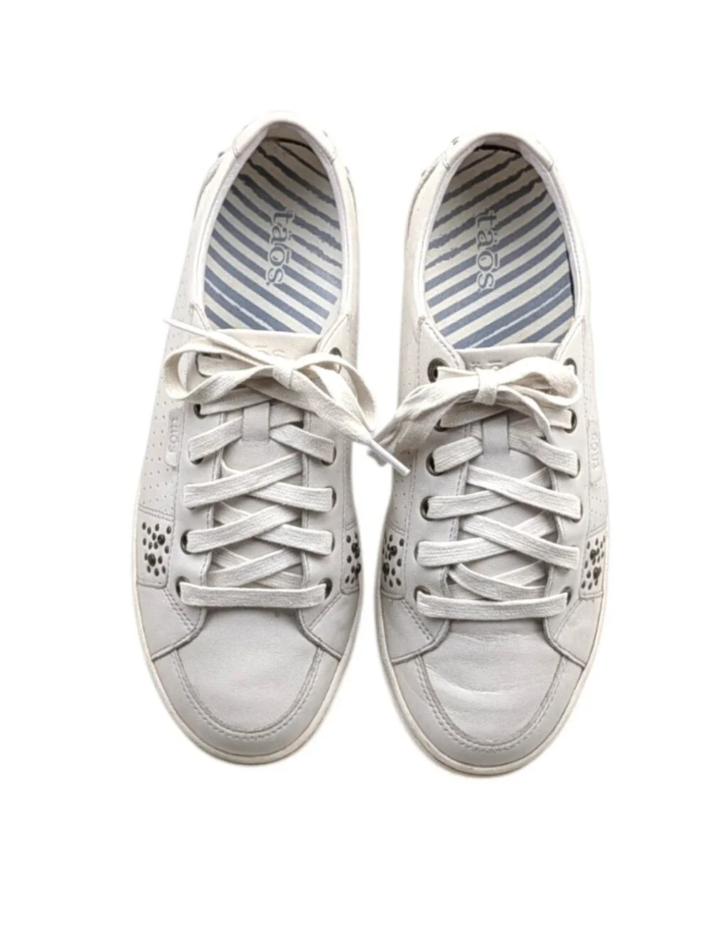 Taos Freedom Bone/Off White Leather Comfort Sneakers US 9.5 EU 40 S4246